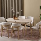 MT6350 Oval Kelebek Masa Takımı 90x156 cm Traverten-Kahverengi