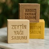 MTC Life 🌿 Doğal Sabun 3’lü Set (Bıttım – Ardıç Katranı – Zeytinyağı) - 1BW-Beyaz