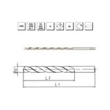 MTE B00007500350 Makina Takım 3.5 mm HSS DIN 1869 -1 Silindirik Saplı Çok Uzun N Tipi Matkap Ucu