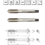 MTE B00102060794 5/16 inç HSS DIN 2181 USA İnce Vidalı UNF 2'li Takım Kılavuzu
