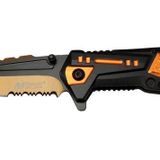 Mtech 4171 Turuncu Kamp Çakı 21cm - Yarı Otomatik Kemerlikli Testere Detaylı