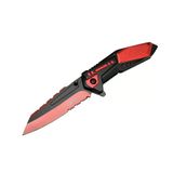 Mtech 4173 Kırmızı Kamp Çakı 21Cm Yarı , Kemerlikli, Testere Detaylı