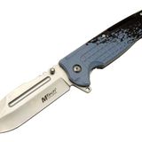 Mtech 4281 Mavi Kamp Çakı 21cm - Yarı Otomatik Kemerlikli Oluklu