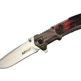 Mtech 463 Kahverengi Kamp Çakı 21cm - Yarı Otomatik Kemerlikli Plastik Sap
