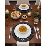Mtg Jüt Tasarım El Emeği Doğal Jüt Kordon Halattan 6 Adet Desenli Model Supla Yemek Masası Tabak Altlığı Amerikan Servis - 30 x 30 - Füme