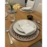Mtg Jüt Tasarım El Emeği Doğal Jüt Kordon Halattan 6 Adet Desenli Model Supla Yemek Masası Tabak Altlığı Amerikan Servis - 30 x 30 - Sütlü Kahve