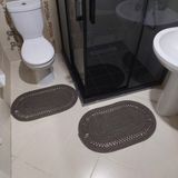 Mtg Jüt Tasarım El Emeği Doğal Jüt Kordon Halattan Desenli Oval Küçük Paspas/Lavabo Önü/Klozet Önü Paspası - 40 x 70 cm