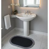Mtg Jüt Tasarım El Emeği Doğal Jüt Kordon Halattan Siyah-Siyah Beyaz Desenli Oval Paspas/Lavabo Önü/Klozet Önü/Paspası - 40 x 60 cm