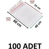 MTKardeşler 100 Adet 40 x 55+5 cm Yapışkanlı Şeffaf Opp Poşet 40X60 Opp Poşet