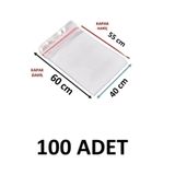 MTKardeşler 100 Adet 40 x 55+5 cm Yapışkanlı Şeffaf Parlak Opp Poşet 40x60 Opp Poşet Çeyiz Poşeti