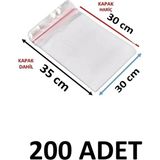 MTKardeşler 200 Adet 30 x 30+5 cm Yapışkanlı Şeffaf Opp Poşet