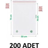 MTKardeşler 200 Adet 50X70+5 cm Şeffaf Yeşil Geri Dönüşümlü Yapışkanlı Büyük Naylon Poşet 50X75 cm Yeşil Dönüşüm Poşet