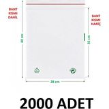 MTKardeşler 2000 Adet 28X35+5 cm Şeffaf Yeşil Geri Dönüşümlü Yapışkanlı Naylon Poşet 28X40 Yeşil Dönüşüm Poşet