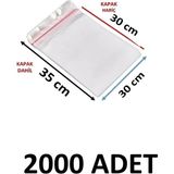 MTKardeşler 2000 Adet 30 x 30+5 cm Yapışkanlı Şeffaf Opp Poşet