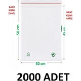MTKardeşler 2000 Adet 30X45+5 cm Şeffaf Yeşil Geri Dönüşümlü Yapışkanlı Naylon Poşet 30X50 Yeşil Dönüşüm Poşet