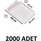 MTKardeşler 2000 Adet 35 x 45+5 cm Yapışkanlı Şeffaf Opp Poşet