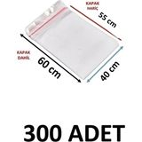 MTKardeşler 300 Adet 40 x 55+5 cm Yapışkanlı Şeffaf Opp Poşet 40X60 Opp Poşet