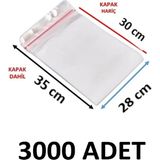 MTKardeşler 3000 Adet 28X30+5 cm Yapışkanlı Şeffaf Opp Poşet
