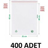 MTKardeşler 400 Adet 35X40+5 cm Şeffaf Yeşil Geri Dönüşümlü Yapışkanlı Naylon Poşet 35X45 Yeşil Dönüşüm Poşet