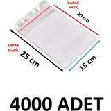 MTKardeşler 4000 Adet 15X20+5 cm Şeffaf Yapışkanlı Jelatin Poşet
