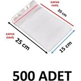 MTKardeşler 500 Adet 15X20+5 cm Şeffaf Yapışkanlı Jelatin Poşet