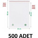 MTKardeşler 500 Adet 35X40+5 cm Şeffaf Yeşil Geri Dönüşümlü Yapışkanlı Naylon Poşet 35X45 Bantlı Yeşil Dönüşüm Poşet