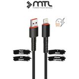 MTL 3.4A USB to iPhone Lightning Hasır Hızlı Şarj ve Data Aktarım Kablosu 1 Metre Siyah MT2016 Siyah ile uyumlu