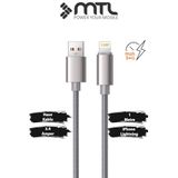 MTL 3.4A USB to iPhone Lightning Örgülü Alüminyum Başlıklı Hızlı Şarj ve Data Kablosu 1 Metre MT2032 Gri ile uyumlu