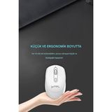 Mtl Bluetooth Şarj Edilebilir Kablosuz ve Çift Mod Sessiz Mouse 800 - 1200 - 1400 Dpı MT8122 - Beyaz