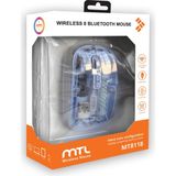 Mtl Kablosuz Mouse Şeffaf Tasarımlı Çift Mod – Şarjlı, Sessiz Tıklama MT8118 - Açık Mavi