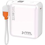 Mtl Powerbank 15000 Mah 22.5W Hızlı Şarj Kablolu Dijital Göstergeli Mini Taşınabilir Şarj Cihazı MT4515 - Beyaz