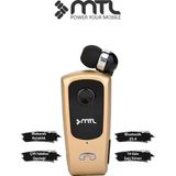 Mtl Yaka Klipsli Mono Makaralı Bluetooth Kulaklık Çift Telefon Destekli Mt920 - Gold