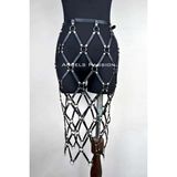 MTM My The Mall Giyim Harness Etek, Deri Örgü Harness Etek, Şık Tayt Üzeri Etek - BRF410 - Siyah