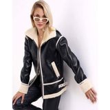 Mtn M2188 Kadın Deri Içi Kürklü Oversize Ceket - M2188 - Siyah - ST01276-SIYAH-M