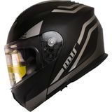 Mts 966 WX20 Grey Çene Açılır Mat Siyah-Gri Kask - Mat Siyah - Gri