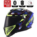 MTS FF869 Glaxy Motosiklet Kaskı Güneş Vizörlü Full Face Motorcu Kask - 2XL - Çok Renkli