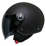 MTS FX101 Leather Motosiklet Kaskı Deri Yarım Açık Motorcu Kask - XL - Siyah
