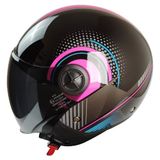 MTS FX101 Pink Women Motosiklet Kaskı Yarım Açık Kadın Motorcu Kask - Çok Renkli
