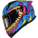 Mts M-201 Gongju Pembe-Mavi Güneş Vizörlü Kask (Siyah Camlı) - XL - Mavi - Pembe