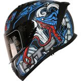 Mts M-201 Myty Blue Güneş Vizörlü Kask (Siyah Camlı) - XL