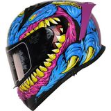 Mts M-801 Gongju Pembe-Mavi Güneş Vizörlü Kask (Siyah Camlı) - Renkli