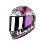 Mts M-910 Horus Lady Gökkuşağı Camlı Güneş Vizörlü Kask Beyaz - Pembe - Siyah