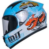 MTS M201 Blue Motosiklet Çocuk Kaskı Full Face Kids Kask - Çok Renkli