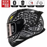 MTS M801 Snake Draglax Gri Motosiklet Kaskı Spoiler Mod Güneş Vizörlü Full Face Kask - Çok Renkli