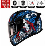 MTS M801 Snake Myth Mavi Motosiklet Kaskı Spoiler Mod Güneş Vizörlü Full Face Kask - Çok Renkli