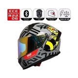MTS M910 Bee Motosiklet Kaskı Spoiler Mod Güneş Vizörlü Full Face Kask - 2XL - Çok Renkli