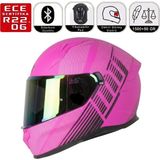 MTS M910 Lady Fuchsıa Motosiklet Kaskı Güneş Vizörlü Full Face Kadın Kask - Çok Renkli