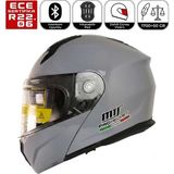 MTS M966 V2 Gri Motosiklet Kaskı Güneş Vizörlü Çene Açılır Motorcu Kask