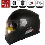MTS M966 V2 Mat Siyah Motosiklet Kaskı Güneş Vizörlü Çene Açılır Motorcu Kask - XL