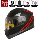 MTS M966 V2 WX20 Kırmızı Motosiklet Kaskı Güneş Vizörlü Çene Açılır Motorcu Kask - Çok Renkli